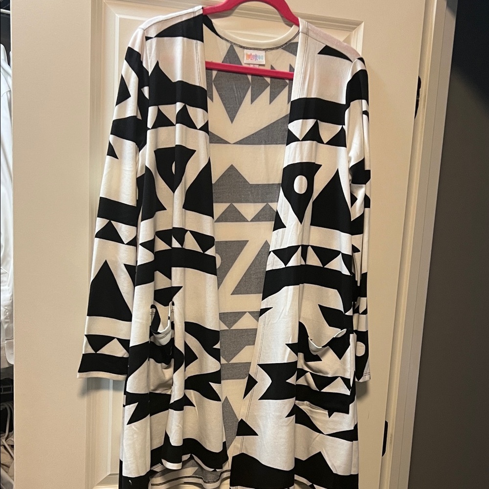 LLR Caroline Black and White Geometric Patterned Women's Cover Up